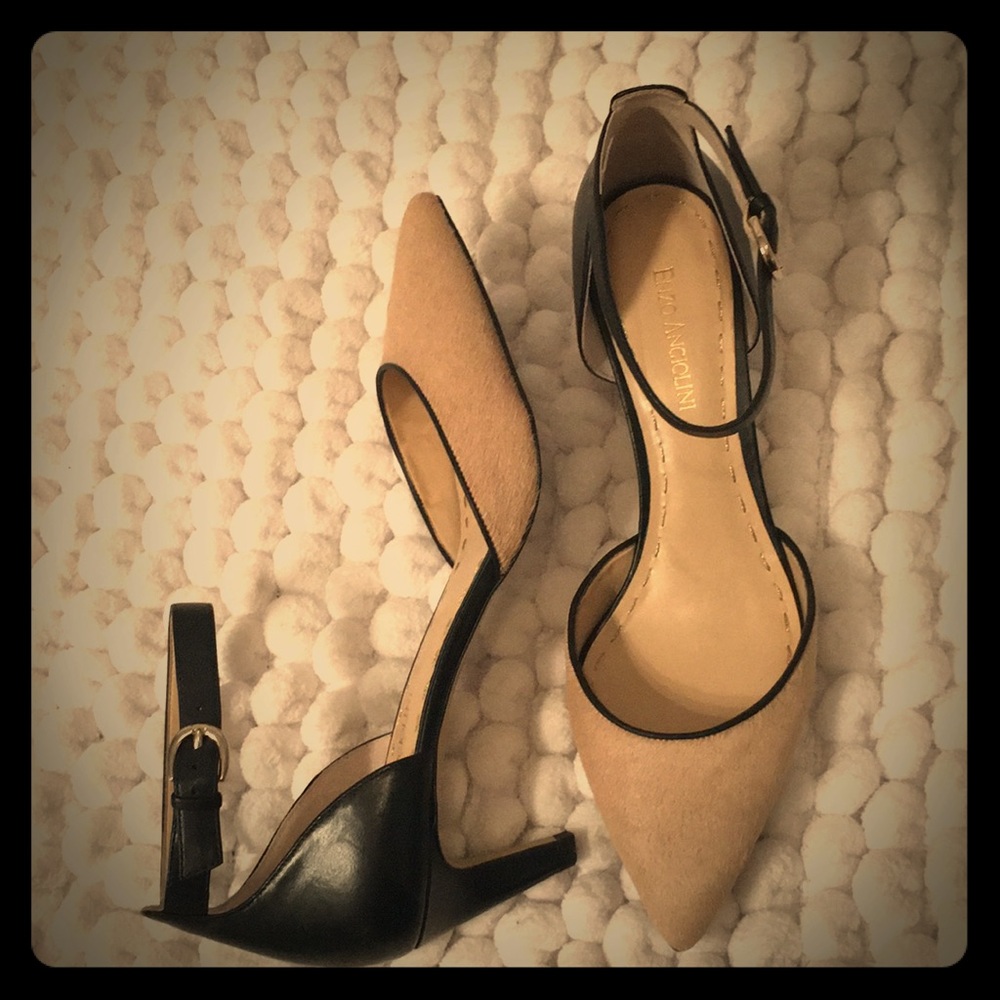 👠 Leather & Fur Ankle Strap Heels 👠